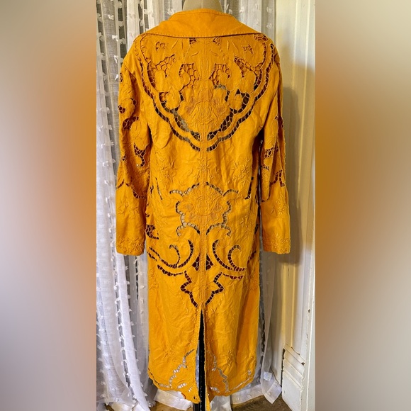 FREE PEOPLE Susanna Eyelet Duster Jacket Coat Dress Lagenlook Boho Crochet Lace - Picture 6 of 8